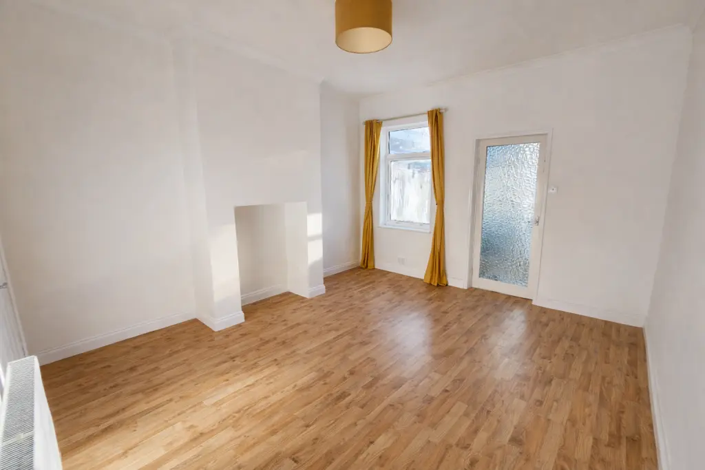 Dining room view from bottom of stairs